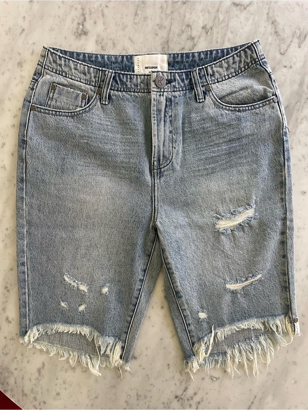 ONETEASPOON long line Denim Trucker shorts